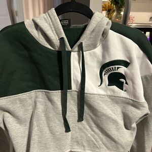 cropped colorblock michigan state hoodie